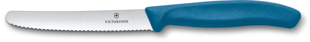 Нож кухонный Victorinox Swiss Classic 6.7832.C1 стальной столовый лезв.110мм серрейт. заточка синий