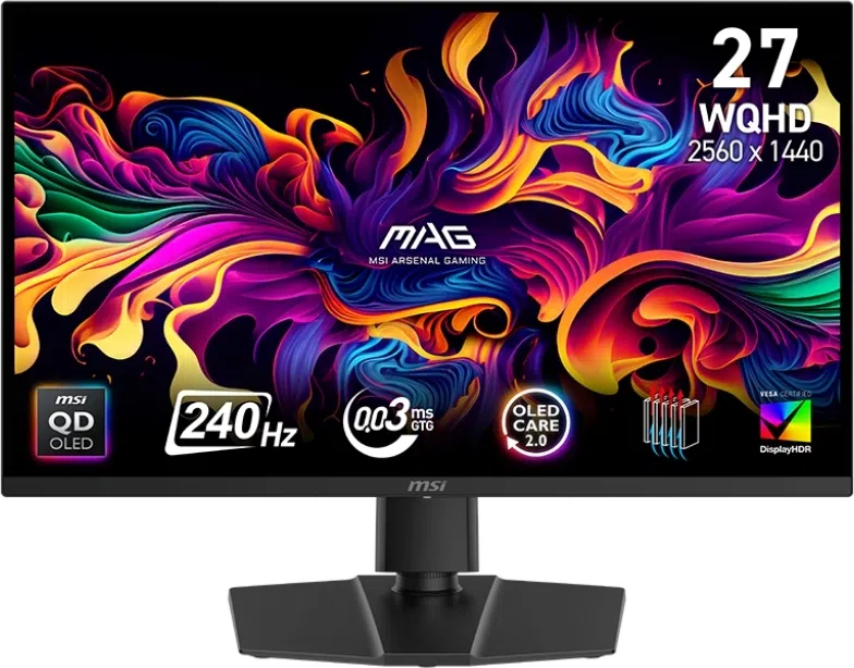 Монитор MSI 26.5" Mag 271QP QD-OLED X24 черный QD OLED LED 16:9 HDMI матовая HAS Piv 240cd 178гр/178гр 2650x1440 240Hz DP Quad HD 2K (1440p) 8кг