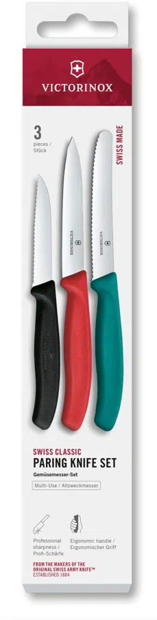Набор ножей Victorinox Swiss Classic 6.7116.34C1 для овощей компл.:3предм. ассорти европодвес