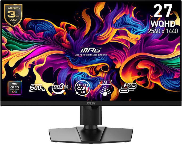 Монитор MSI 26.5" MPG 271QR QD-OLED X50 черный QD OLED LED 16:9 HDMI матовая HAS Piv 1500000:1 250cd 178гр/178гр 2650x1440 500Hz DP WQ 8.4кг