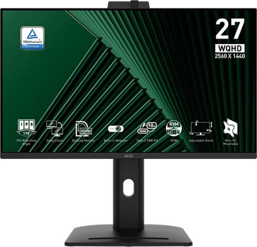 Монитор MSI 27" Pro MP275QPDG черный IPS LED 16:9 HDMI M/M Cam матовая HAS Piv 250cd 178гр/178гр 2560x1440 100Hz DP Quad HD 2K (1440p) USB 7.05кг