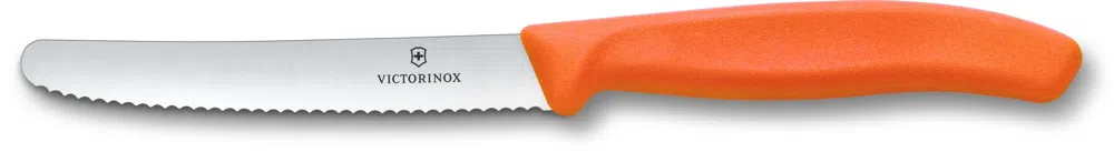 Нож кухонный Victorinox Swiss Classic (6.7839.C1) стальной столовый для овощей лезв.110мм серрейт. заточка оранжевый