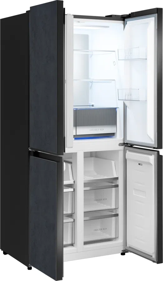 Холодильник Weissgauff WCD 450 Rock Glass NoFrost Inverter 3-хкамерн. графит темный инвертер