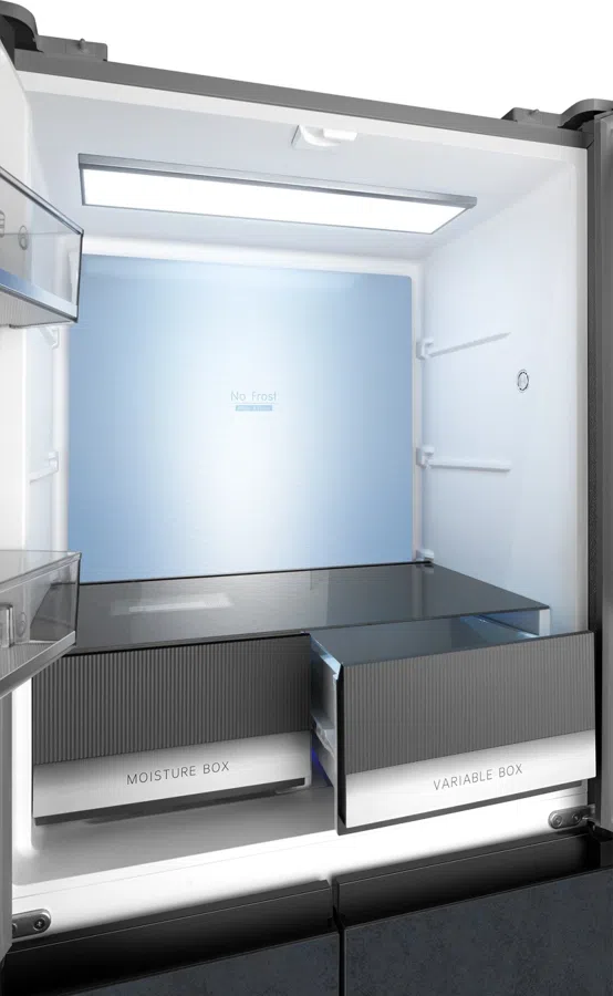 Холодильник Weissgauff WCD 450 Rock Glass NoFrost Inverter 3-хкамерн. графит темный инвертер