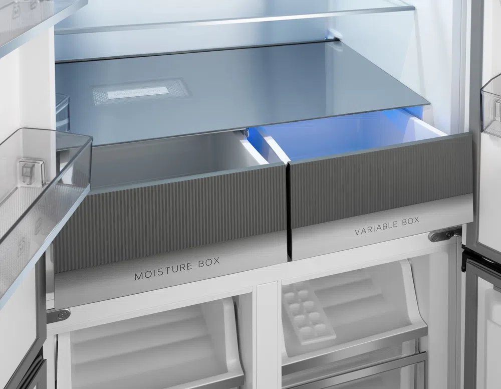 Холодильник Weissgauff WCD 450 Rock Glass NoFrost Inverter 3-хкамерн. графит темный инвертер