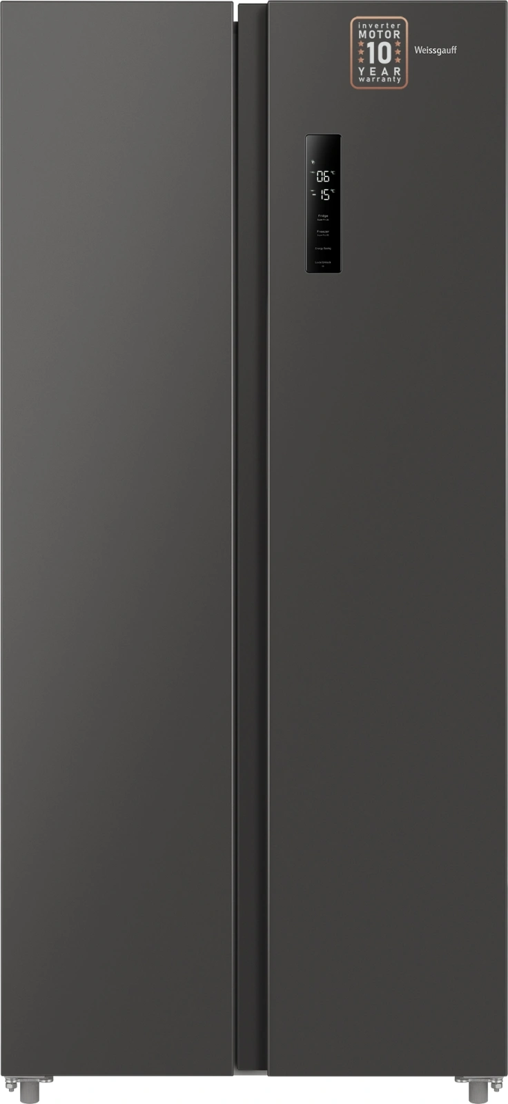 Холодильник Weissgauff WSBS 500 Inverter NoFrost Dark Grey 2-хкамерн. серый стекло инвертер