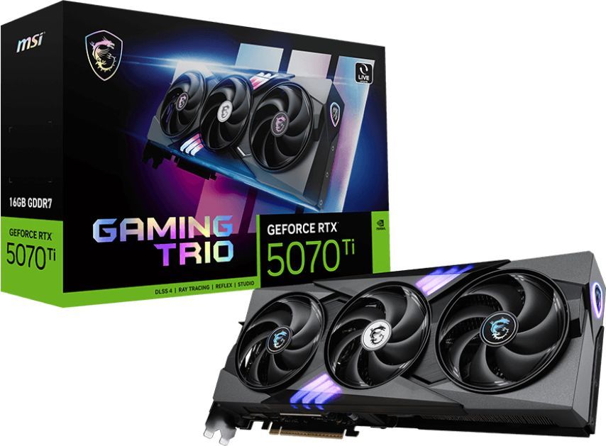 Видеокарта MSI PCI-E 5.0 RTX 5070 TI 16G GAMING TRIO NVIDIA GeForce RTX 5070TI 16Gb 256bit GDDR7 2452/28000 HDMIx1 DPx3 HDCP Ret
