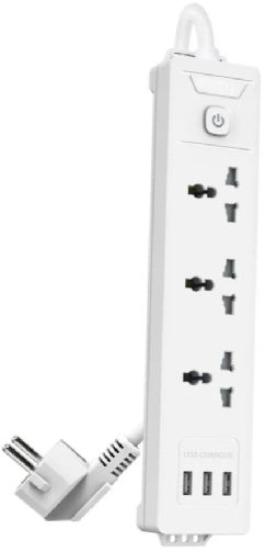 Сетевой фильтр Deli ET408 2м (3 розетки) белый (пакет ПЭ)