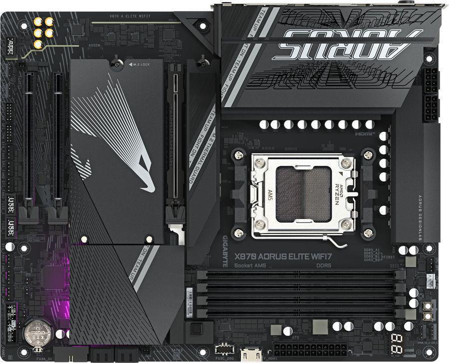 Материнская плата Gigabyte X870M A ELITE WF7 SocketAM5 AMD X870 4xDDR5 mATX AC`97 8ch(7.1) 2.5Gg RAID+HDMI