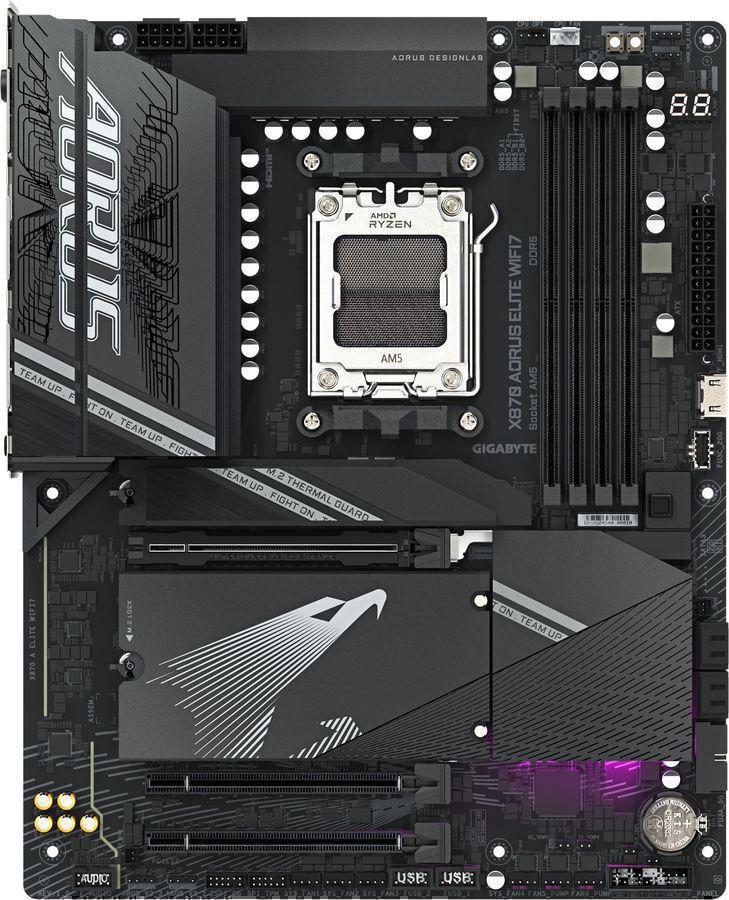 Материнская плата Gigabyte X870M AORUS ELITE WIFI7 Socket AM5 AMD X870 4xDDR5 mATX AC`97 8ch(7.1) 2.5Gg RAID+HDMI