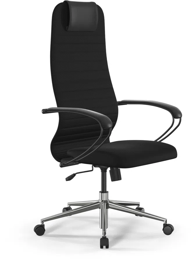 Кресло Метта SU-B-10 черный сиденье черный сетка с подголов. крестов. металл хром