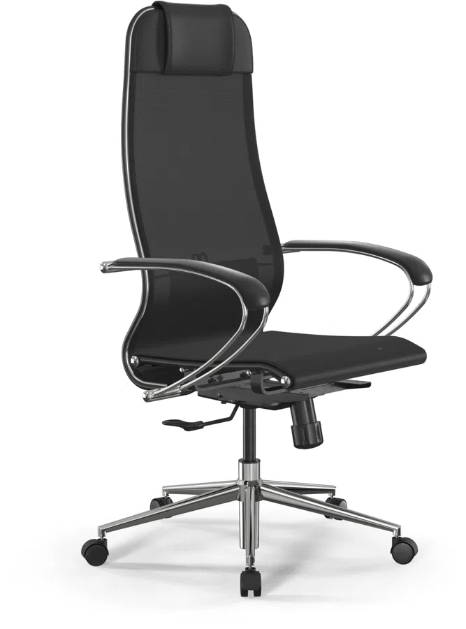 Кресло Метта ErgoLife Set 4 черный сиденье черный сетка с подголов. крестов. металл хром