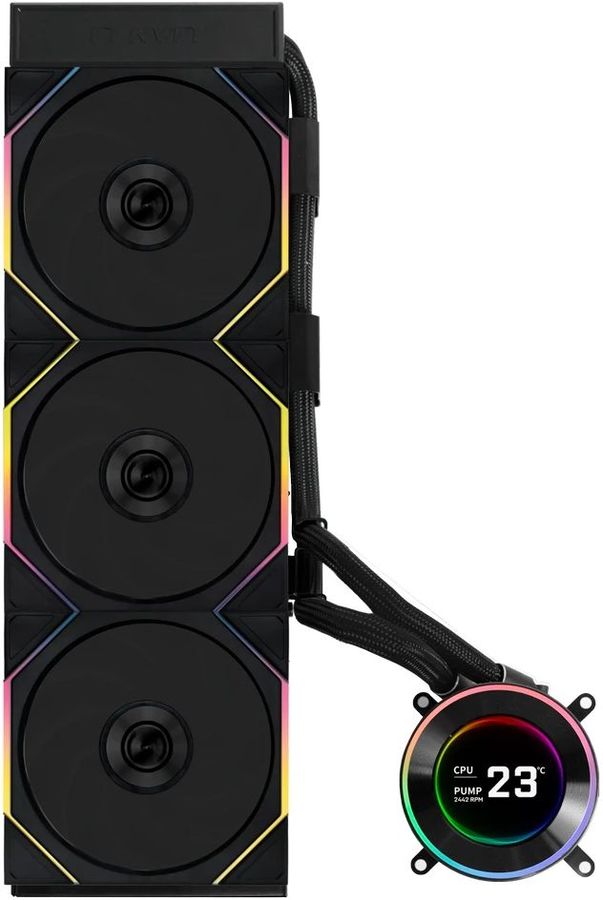 Система водяного охлаждения Lian-Li HydroShift II LCD-C 360TL ARGB Soc-AM5/AM4/1700/1851 черный 4-pin 33dB Al+Cu LCD Ret (G89.GHS2LCD36TB.R0)