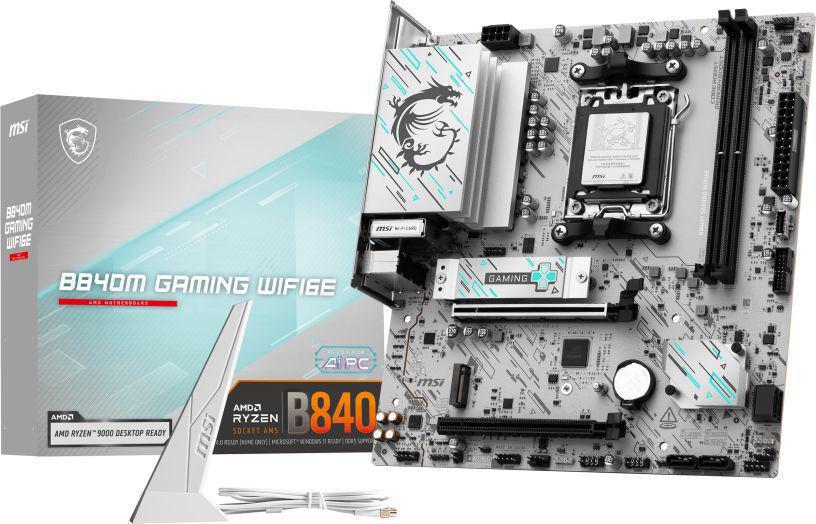 Материнская плата MSI B840M GAMING PLUS WIFI6E SocketAM5 AMD B840 4xDDR5 mATX AC`97 8ch(7.1) 2.5Gg RAID+HDMI