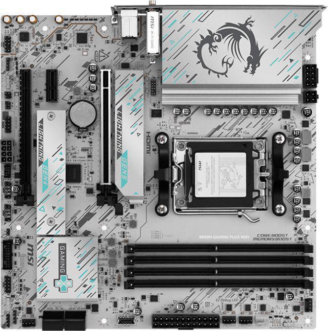 Материнская плата MSI B850M GAMING PLUS WIFI SocketAM5 AMD B850 4xDDR5 mATX AC`97 8ch(7.1) 5Gigabit RAID+HDMI+DP