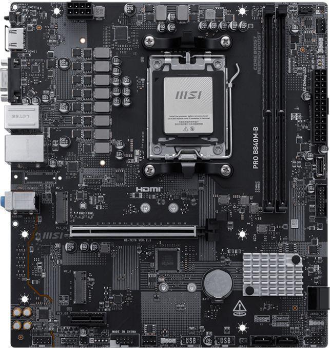 Материнская плата MSI PRO B840M-B Socket AM5 AMD B840 2xDDR5 mATX AC`97 8ch(7.1) 2.5Gg RAID+VGA+HDMI