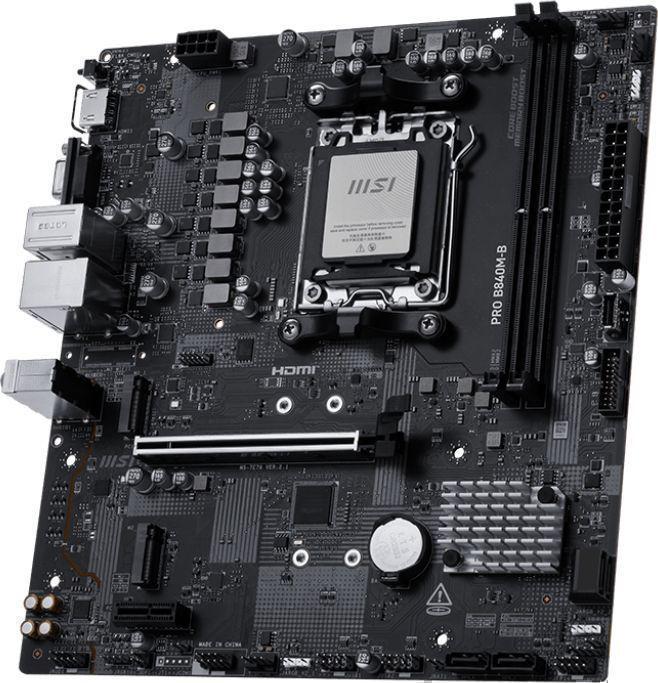 Материнская плата MSI PRO B840M-B Socket AM5 AMD B840 2xDDR5 mATX AC`97 8ch(7.1) 2.5Gg RAID+VGA+HDMI