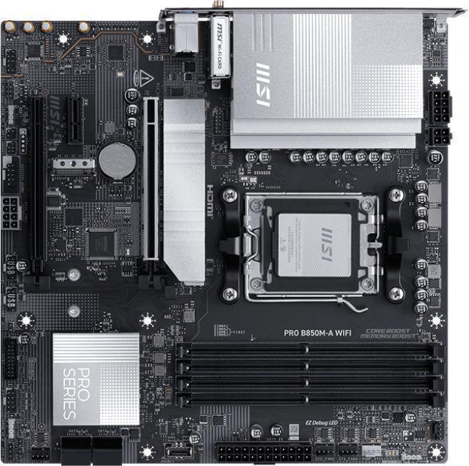 Материнская плата MSI PRO B850M-A WIFI SocketAM5 AMD B850 4xDDR5 mATX AC`97 8ch(7.1) 5Gigabit RAID+HDMI+DP