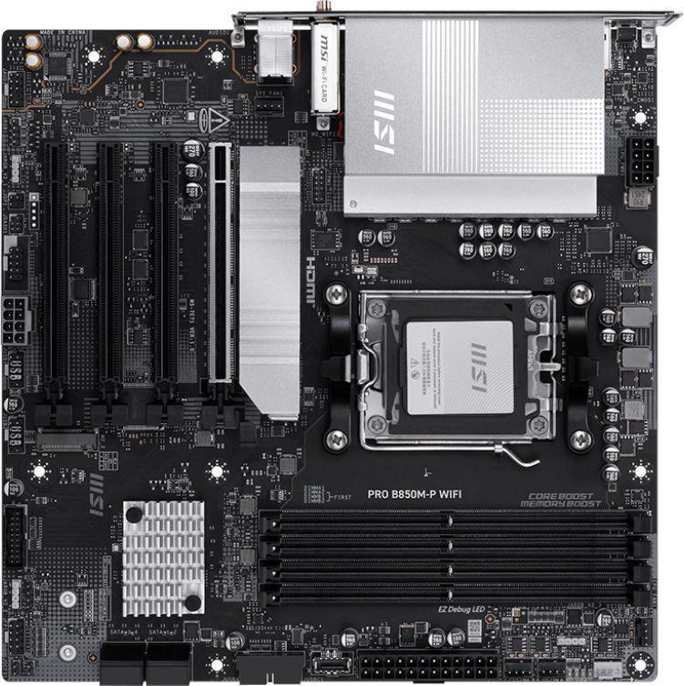 Материнская плата MSI PRO B850M-P WIFI SocketAM5 AMD B850 4xDDR5 mATX AC`97 8ch(7.1) 5Gigabit RAID+HDMI+DP
