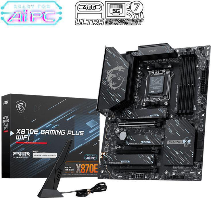 Материнская плата MSI X870E GAMING PLUS WIFI Socket AM5 AMD X870E 4xDDR5 ATX AC`97 8ch(7.1) 5Gigabit RAID+HDMI