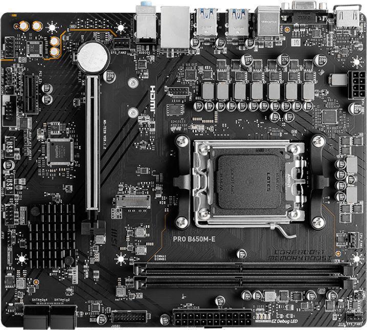Материнская плата MSI PRO B650M-E SocketAM5 AMD B650 2xDDR5 mATX AC`97 8ch(7.1) GbLAN RAID+VGA+HDMI