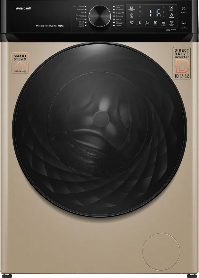 Стиральная машина Weissgauff WM 59411 Direct Drive Inverter Steam Champagne класс: A+++ загр.фронтальная макс.:11кг золотистый инвертор