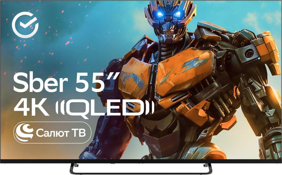 Телевизор QLED Sber 55" SDX-55UQ5236 Салют ТВ темно-серый 4K Ultra HD 60Hz DVB-T DVB-T2 DVB-C DVB-S DVB-S2 USB WiFi Smart TV