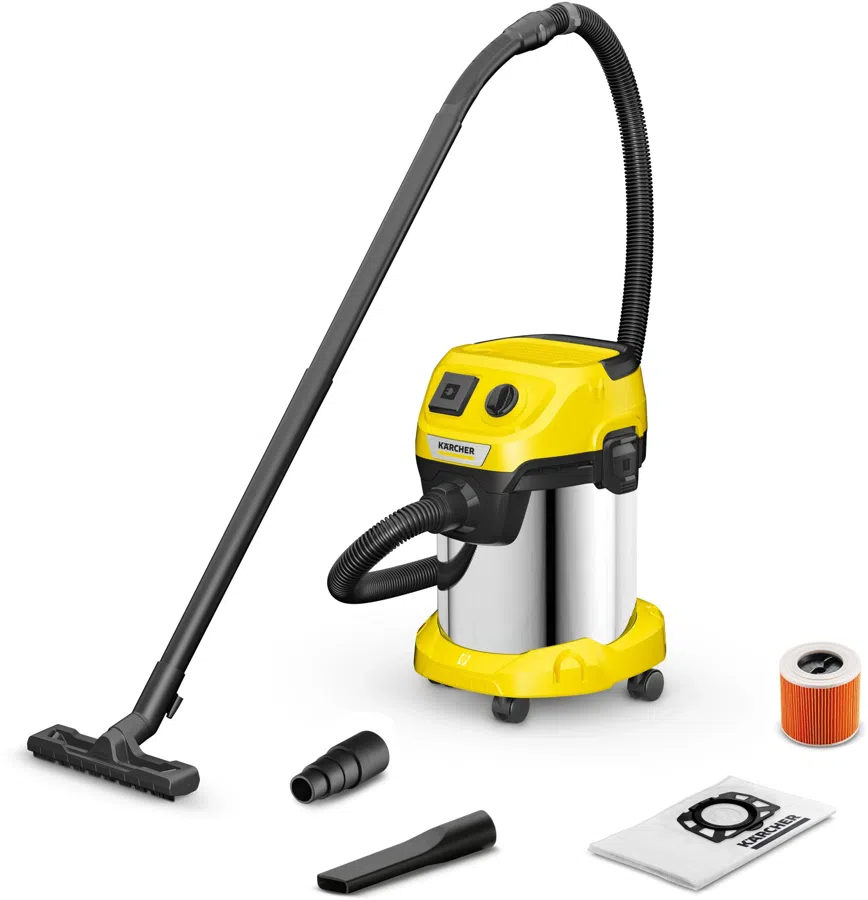 Строительный пылесос Karcher WD 3 P S V-17/4/20 1000Вт (уборка: сухая/влажная/выдув/сбор воды) желтый