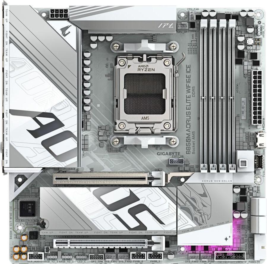 Материнская плата Gigabyte B850M AORUS ELITE WIFI6E Socket AM5 AMD B850 4xDDR5 mATX AC`97 8ch(7.1) 2.5Gg RAID+DP