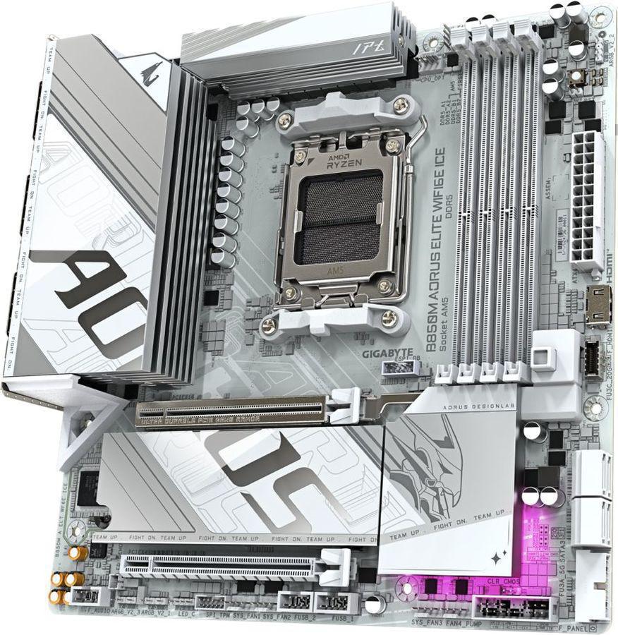 Материнская плата Gigabyte B850M AORUS ELITE WIFI6E Socket AM5 AMD B850 4xDDR5 mATX AC`97 8ch(7.1) 2.5Gg RAID+DP