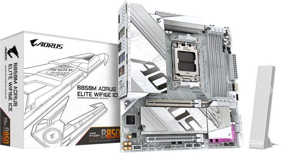 Материнская плата Gigabyte B850M AORUS ELITE WIFI6E Socket AM5 AMD B850 4xDDR5 mATX AC`97 8ch(7.1) 2.5Gg RAID+DP