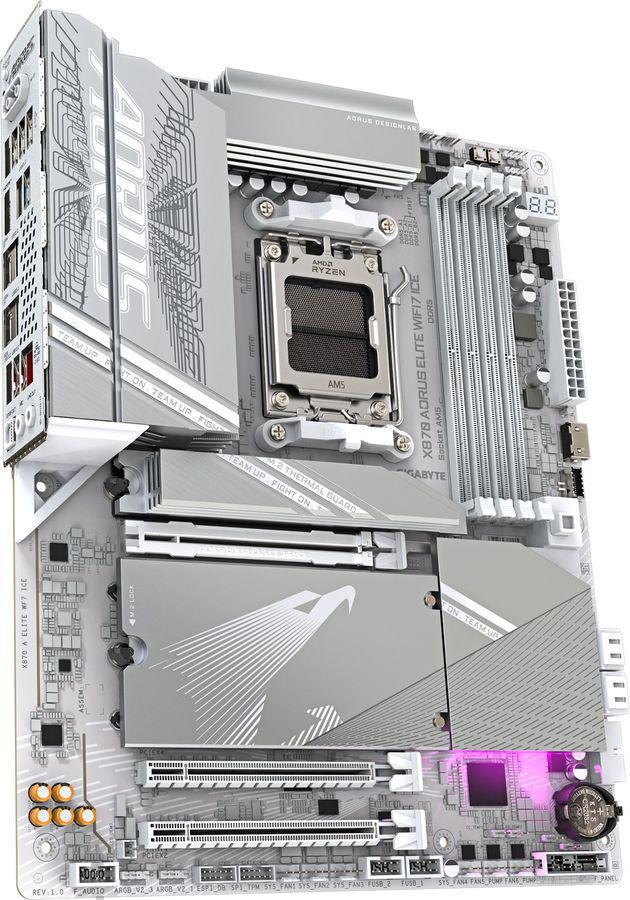 Материнская плата Gigabyte X870E AORUS ELITE WIFI7 ICE Socket AM5 AMD X870E 4xDDR5 ATX AC`97 8ch(7.1) 2.5Gg RAID+HDMI