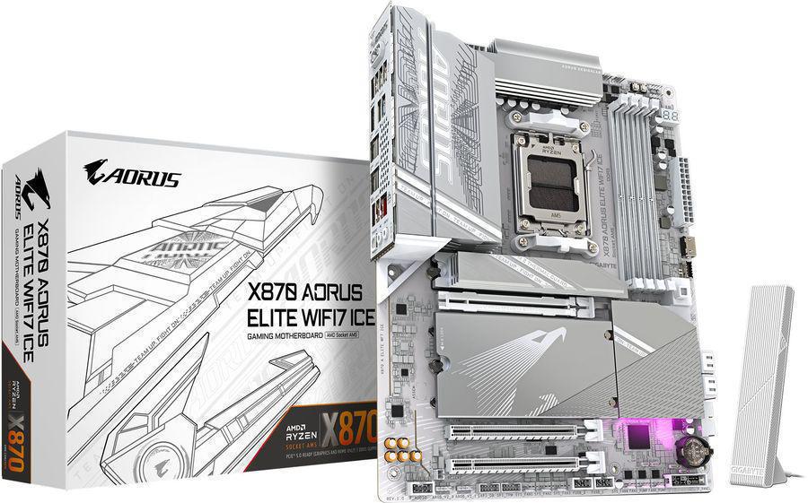Материнская плата Gigabyte X870E AORUS ELITE WIFI7 ICE Socket AM5 AMD X870E 4xDDR5 ATX AC`97 8ch(7.1) 2.5Gg RAID+HDMI