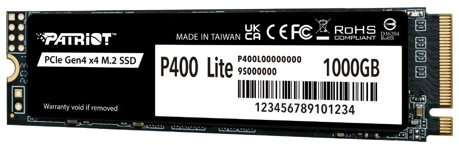 Накопитель SSD Patriot PCIe 4.0 x4 1TB P400LP1KGM28H P400 Lite M.2 2280 3500/2700