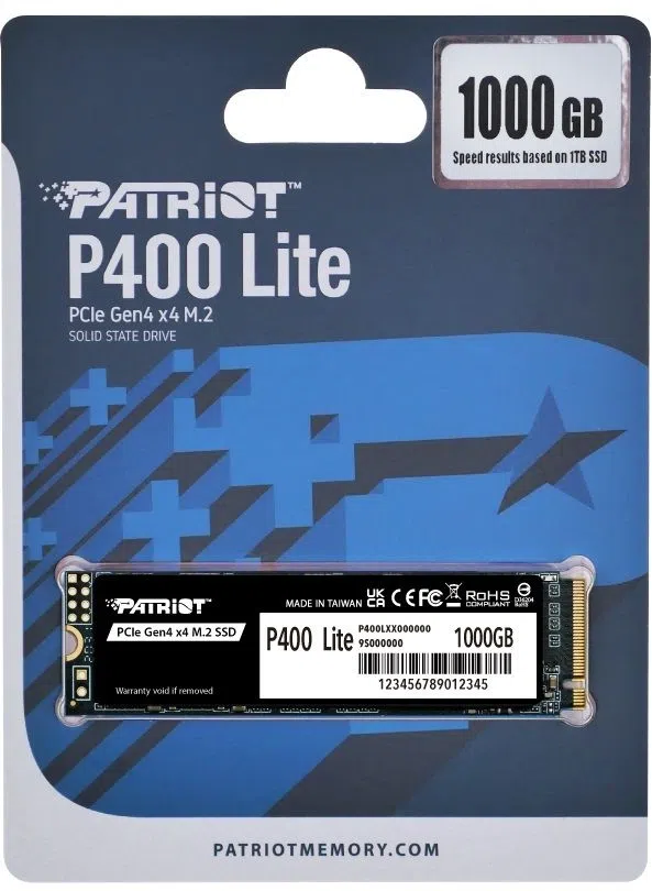 Накопитель SSD Patriot PCIe 4.0 x4 1TB P400LP1KGM28H P400 Lite M.2 2280 3500/2700