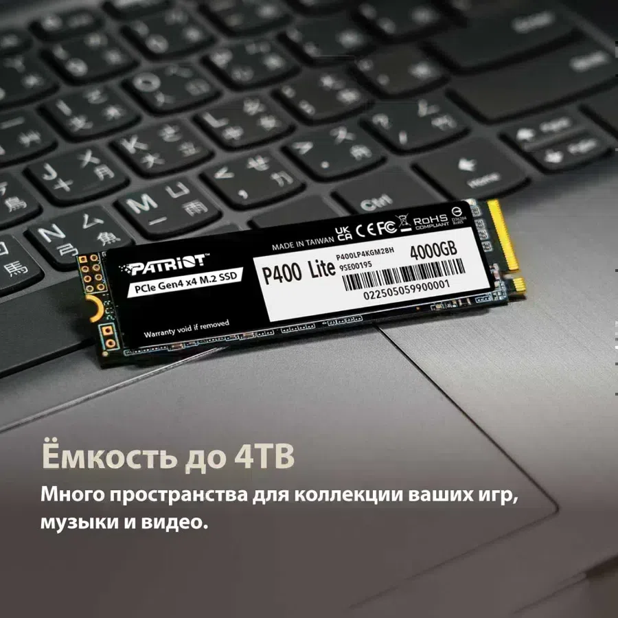 Накопитель SSD Patriot PCIe 4.0 x4 1TB P400LP1KGM28H P400 Lite M.2 2280 3500/2700