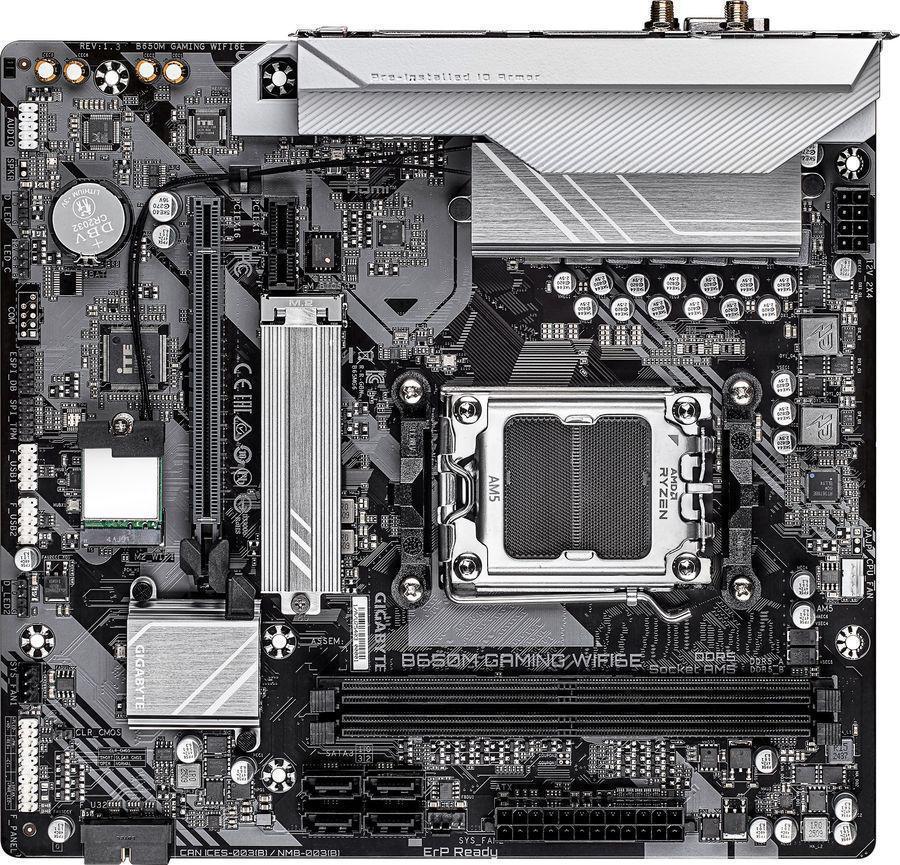 Материнская плата Gigabyte B650M GAMING WIFI6E SocketAM5 AMD B650 2xDDR5 mATX AC`97 8ch(7.1) 2.5Gg RAID+VGA+HDMI