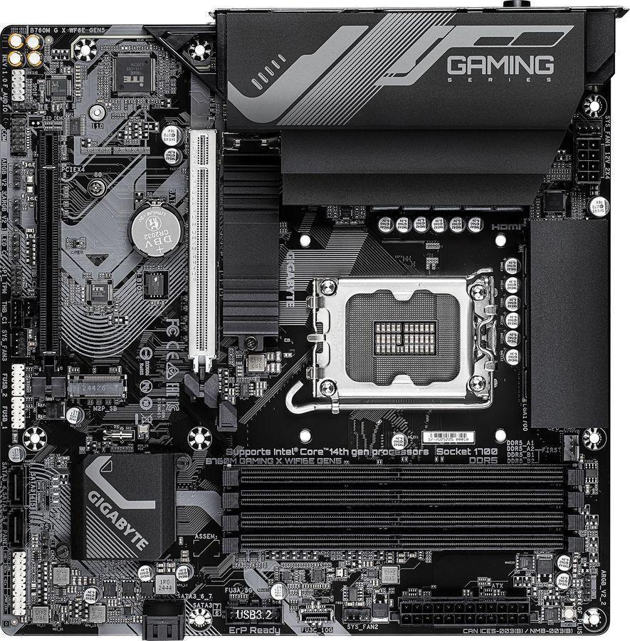 Материнская плата Gigabyte B760M GAMING X WIFI6E GEN5 Soc-1700 Intel B760 4xDDR5 mATX AC`97 8ch(7.1) 2.5Gg RAID+HDMI+DP