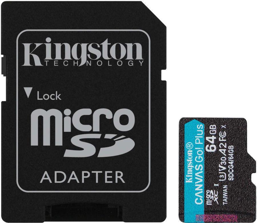 Флеш карта microSDXC 64GB Kingston SDCG4/64GB Canvas Go! Plus V10 A2 + adapter
