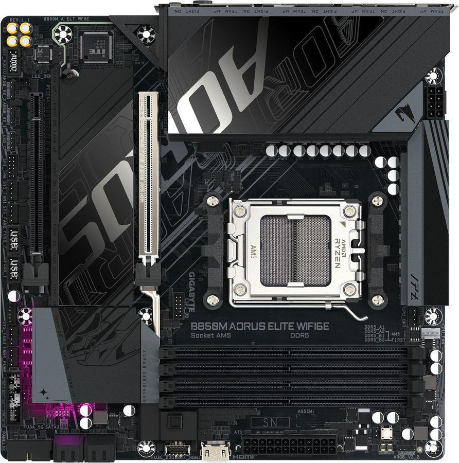 Материнская плата Gigabyte B850M AORUS ELITE WIFI6E ICE Socket AM5 AMD B850 4xDDR5 mATX AC`97 8ch(7.1) 2.5Gg RAID+DP