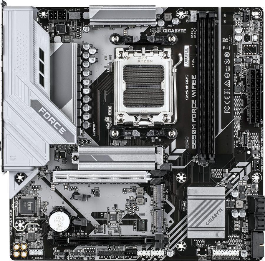 Материнская плата Gigabyte B850M FORCE WIFI6E Socket AM5 AMD B850 2xDDR5 mATX AC`97 8ch(7.1) 2.5Gg RAID+HDMI+DP