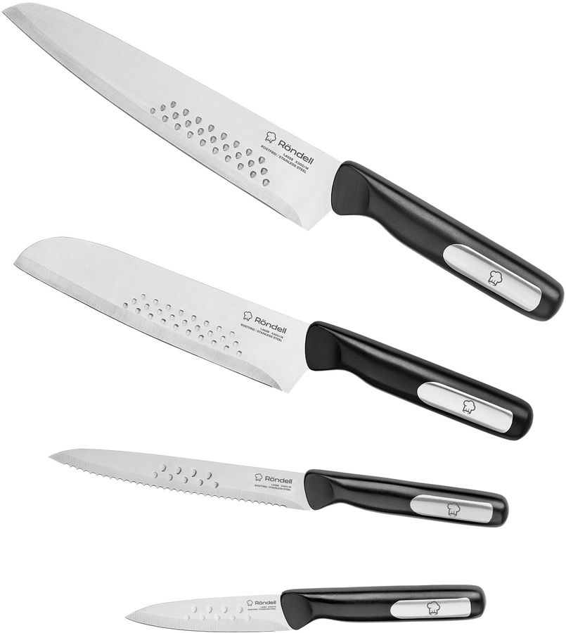 Набор ножей кухон. Rondell Bayoneta RD-2015 компл.:4предм. черный блистер
