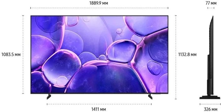Телевизор LED Samsung 85" UE85U8000FUXRU черный 4K Ultra HD 60Hz DVB-T2 DVB-C DVB-S2 USB WiFi Smart TV (RUS)
