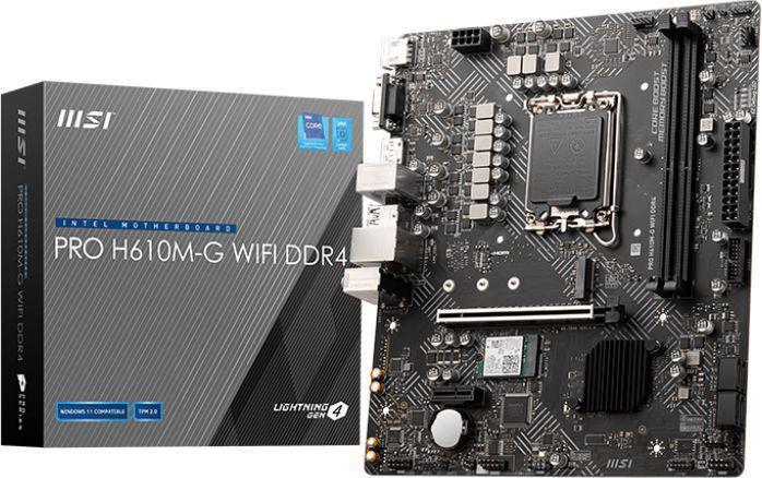 Материнская плата MSI PRO H610M-G WIFI DDR4 Soc-1700 Intel H610 2xDDR4 mATX AC`97 8ch(7.1) GbLAN+VGA+HDMI+DP