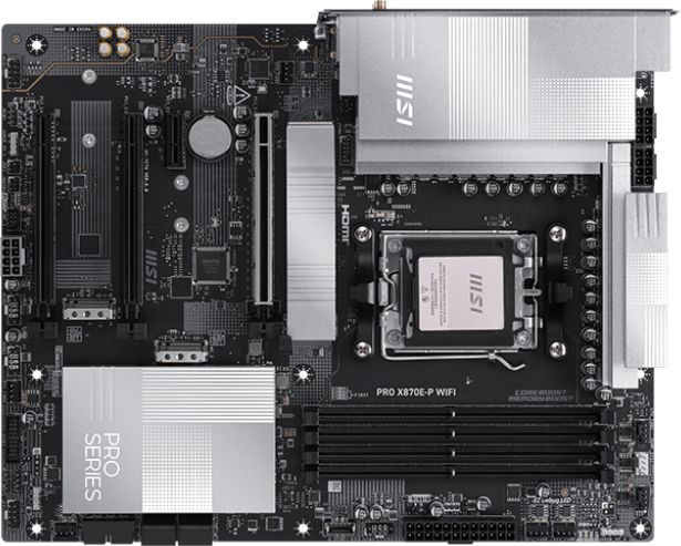 Материнская плата MSI PRO X870E-P WIFI SocketAM5 AMD X870 4xDDR5 ATX AC`97 8ch(7.1) 5Gigabit RAID+HDMI