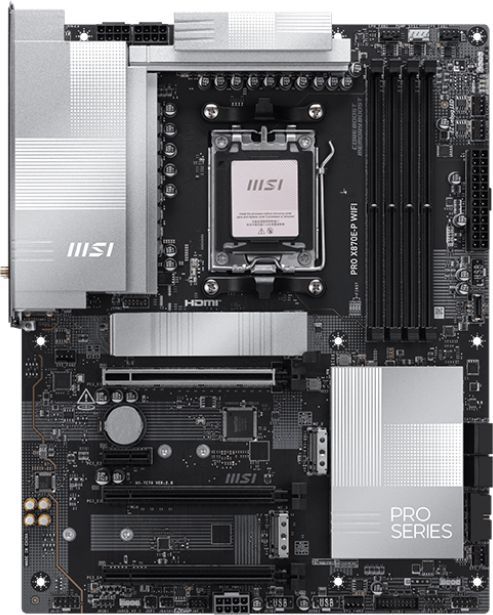 Материнская плата MSI PRO X870E-P WIFI Socket AM5 AMD X870E 4xDDR5 ATX AC`97 8ch(7.1) 5Gigabit RAID+HDMI