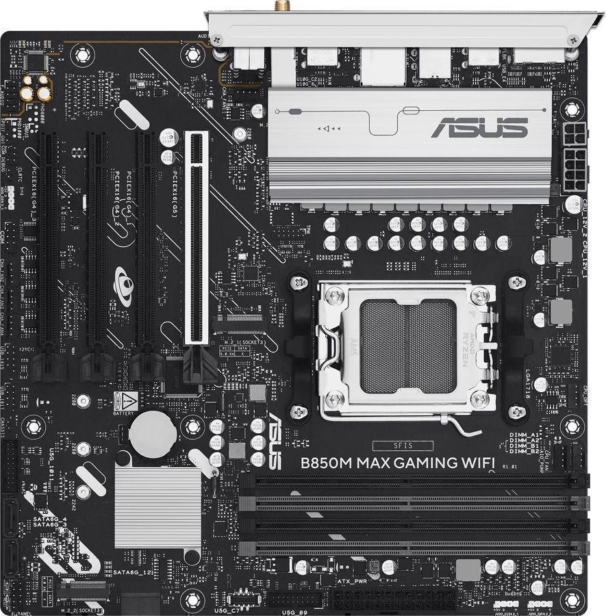 Материнская плата Asus B850M MAX GAMING WIFI Socket AM5 AMD B850 4xDDR5 mATX AC`97 8ch(7.1) GbLAN RAID+HDMI+DP