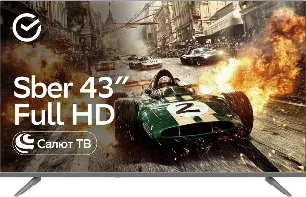 Телевизор LED Sber 43" SDX-43F2014 Салют ТВ Frameless серый FULL HD 60Hz DVB-T DVB-T2 DVB-C DVB-S DVB-S2 USB WiFi Smart TV (RUS)