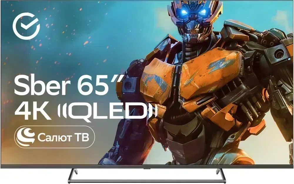 Телевизор QLED Sber 65" SDX-65UQ5231 Салют ТВ Frameless темно-серый 4K Ultra HD 60Hz DVB-T DVB-T2 DVB-C DVB-S DVB-S2 USB WiFi Smart TV (RUS)