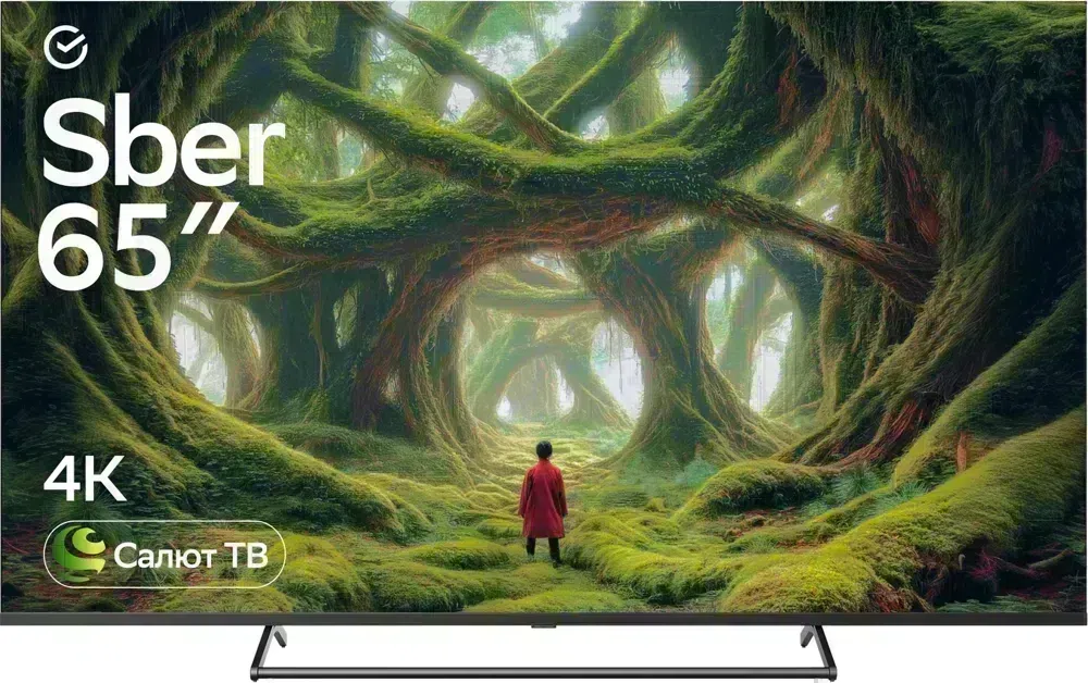 Телевизор LED Sber 65" SDX-65U4125 Салют ТВ Frameless черный 4K Ultra HD 60Hz DVB-T DVB-T2 DVB-C DVB-S DVB-S2 USB WiFi Smart TV (RUS)